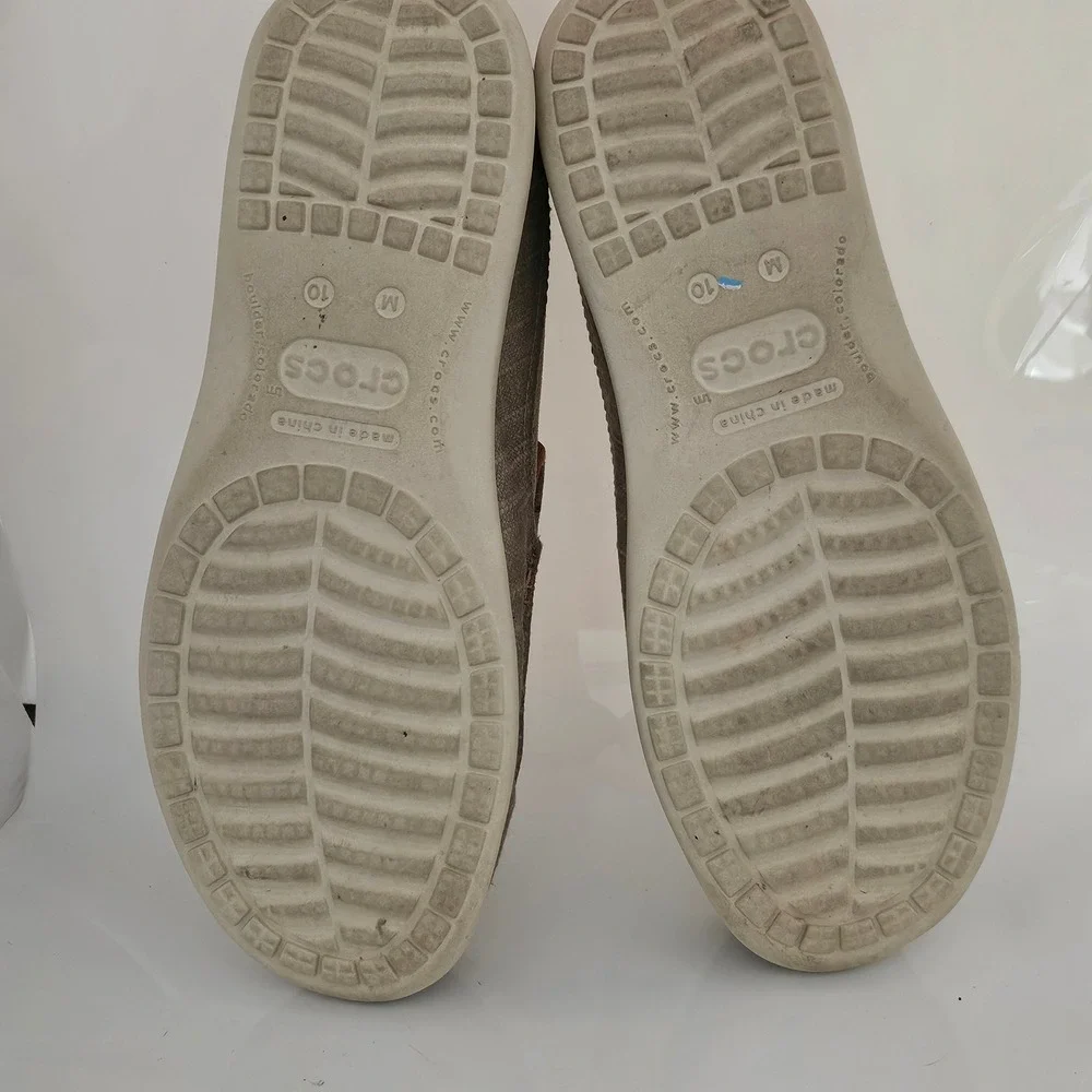 Crocs‎ Santa Cruz 2 Luxe Mens 10 Khaki Canvas Slip On Loafers 203975